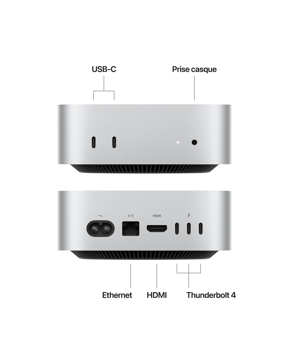 Mac mini Puce Apple M4 avec CPU 10 cœurs GPU 10 cœurs Gigabit Ethernet - MU9D3FN/A - 16 Go - SSD de 256 Go -