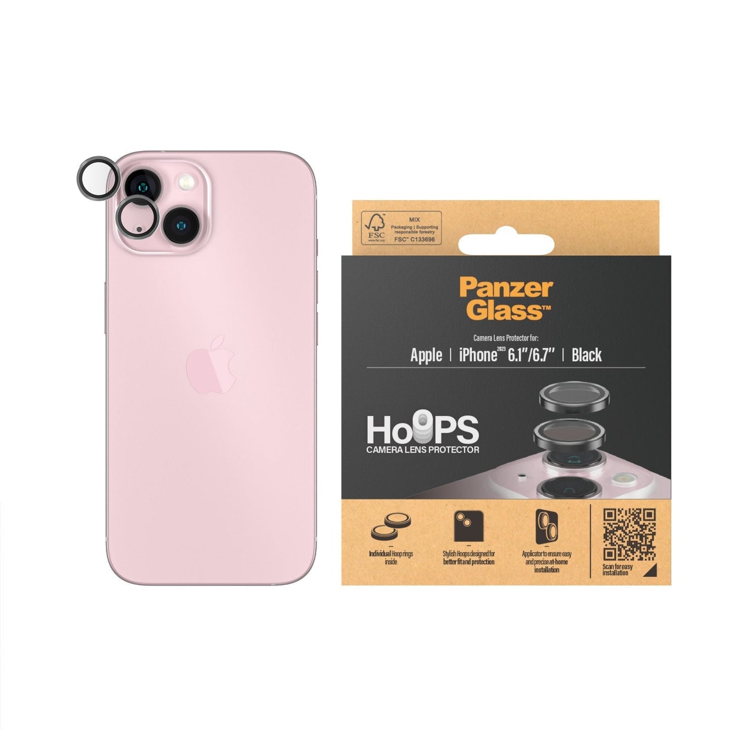 PanzerGlass - Anneaux de protection pour appareil photo - A - IPH - UDD24 - 124 - iPhone 15 / 15 Plus -