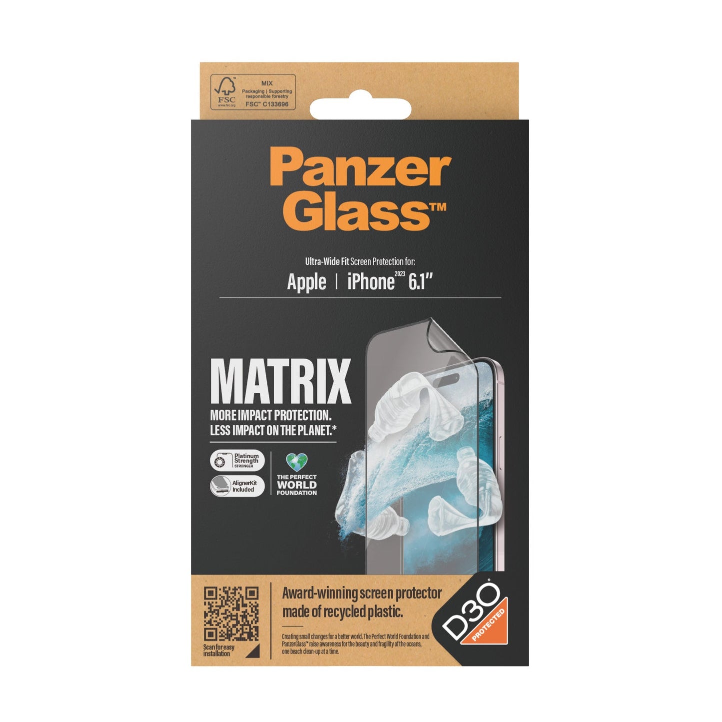 PanzerGlass - Protection d'écran Film Matrix D3O® Ultra - Wide fit - A - IPH - UDD24 - 118 - iPhone 15 -