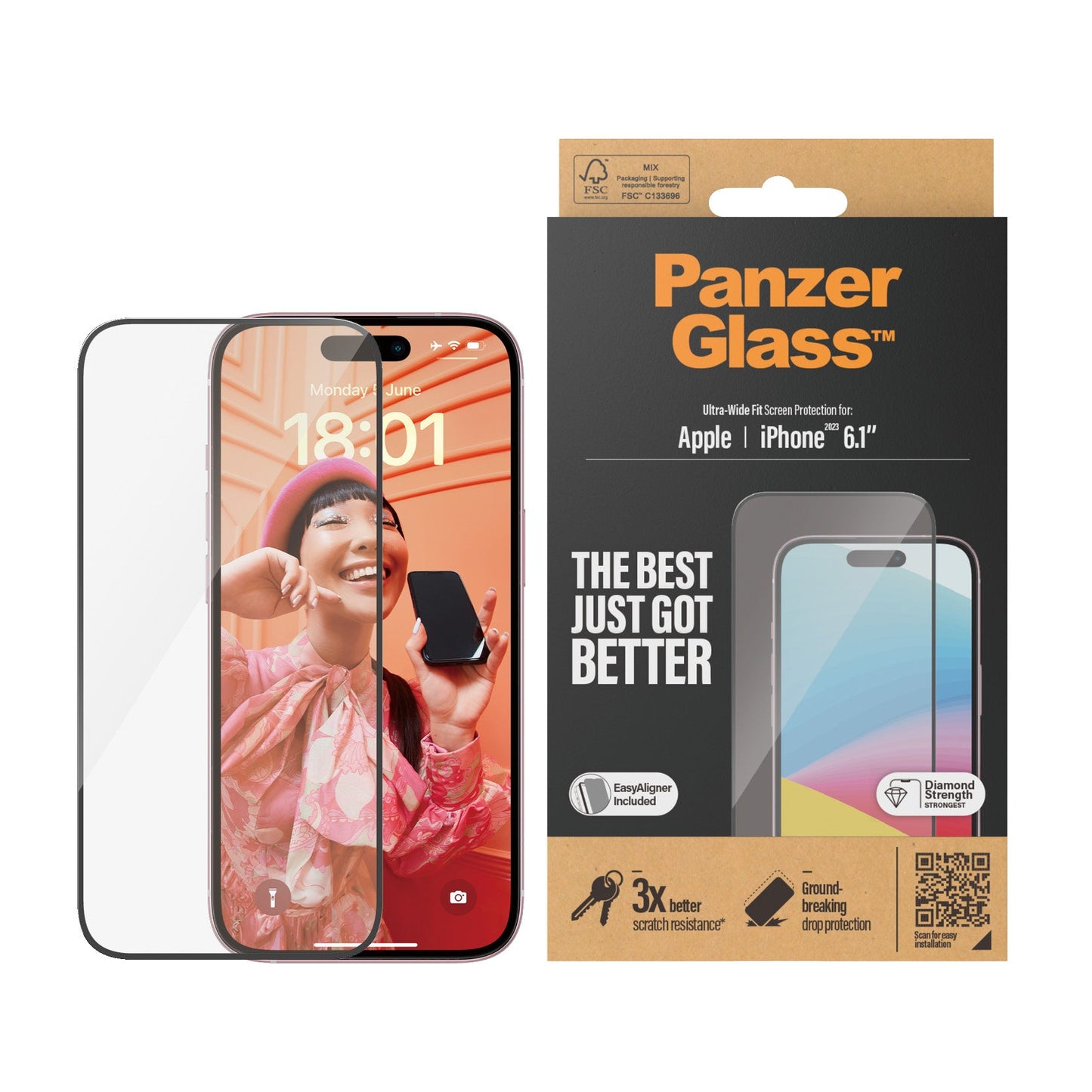 PanzerGlass - Protection d'écran Ultra - Wide fit - A - IPH - UDD24 - 106 - iPhone 15 -