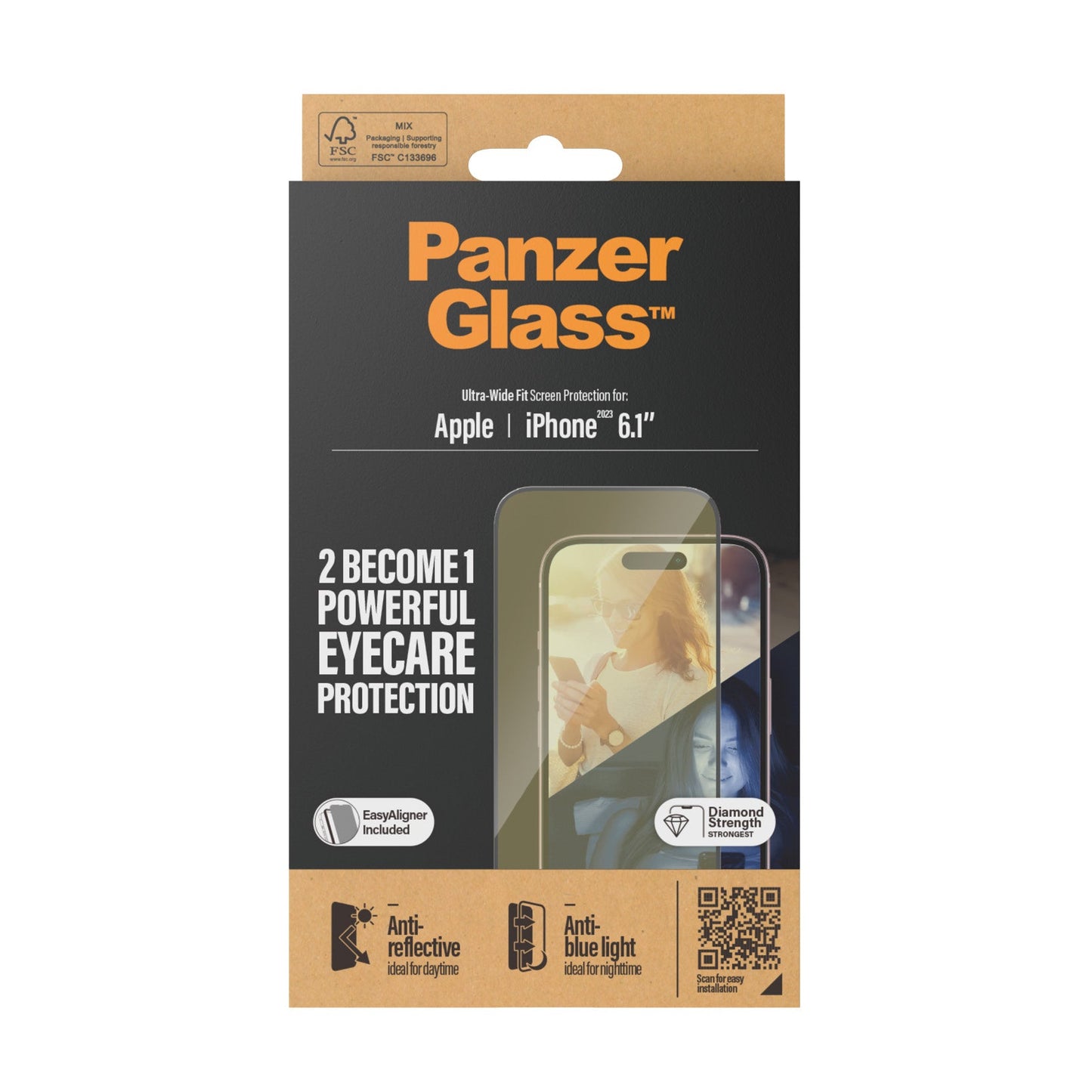 PanzerGlass - Protection d'écran Ultra - Wide fit Anti - reflet & lumière bleue - A - IPH - UDD24 - 114 - iPhone 15 -
