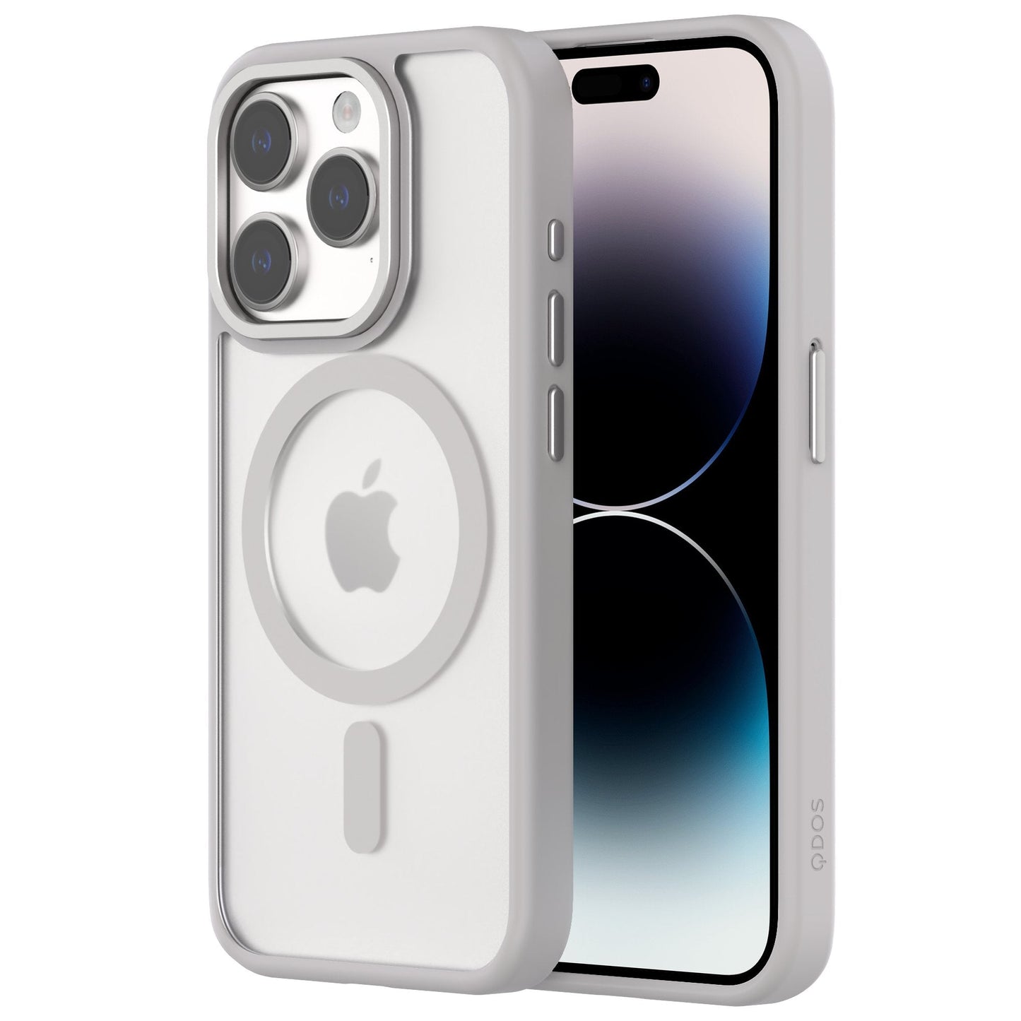 QDOS HYBRID SOFT avec SNAP (Magsafe) iPhone 15 Pro - A - IPH - UDQ15 - 189 - Blanc Gris -