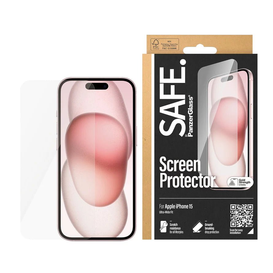 SAFE by PanzerGlass - Protection d'écran Ultra - Wide fit - A - IPH - UDD24 - 130 - iPhone 15 / 16 -