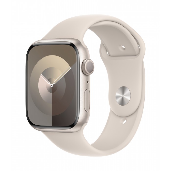 Apple Watch Séries 9 - Boîtier en aluminium lumière stellaire - bracelet sport lumière stellaire