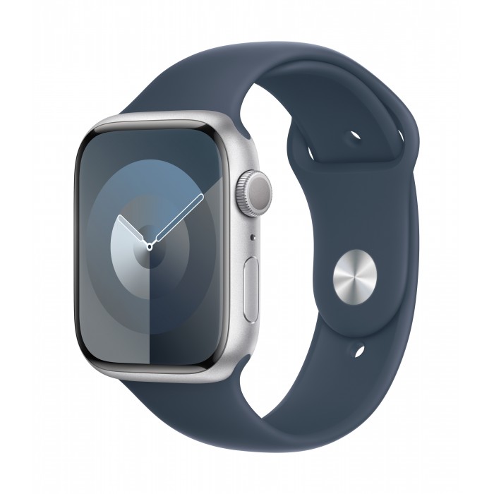 Apple Watch Séries 9 - Boîtier en aluminium argent - bracelet sport bleu orage