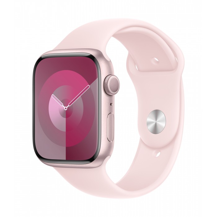 Apple Watch Séries 9 - Boîtier en aluminium rose - bracelet sport rose pâle