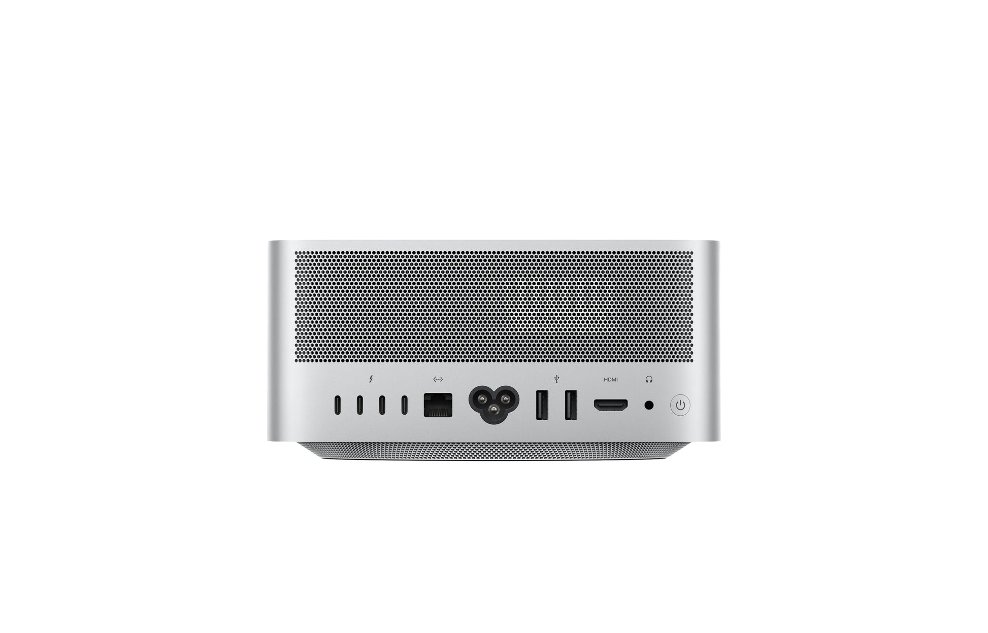 Mac Studio puce M3 Ultra — face arrière, quatre ports Thunderbolt, Ethernet, deux USB-A, HDMI et prise casque