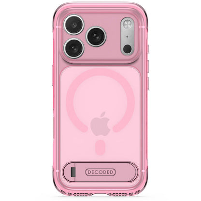 DECODED Coque Hybrid Stand MagSafe iPhone 18 Pro Max / iPhone 17 Pro Max, Rose Transparent