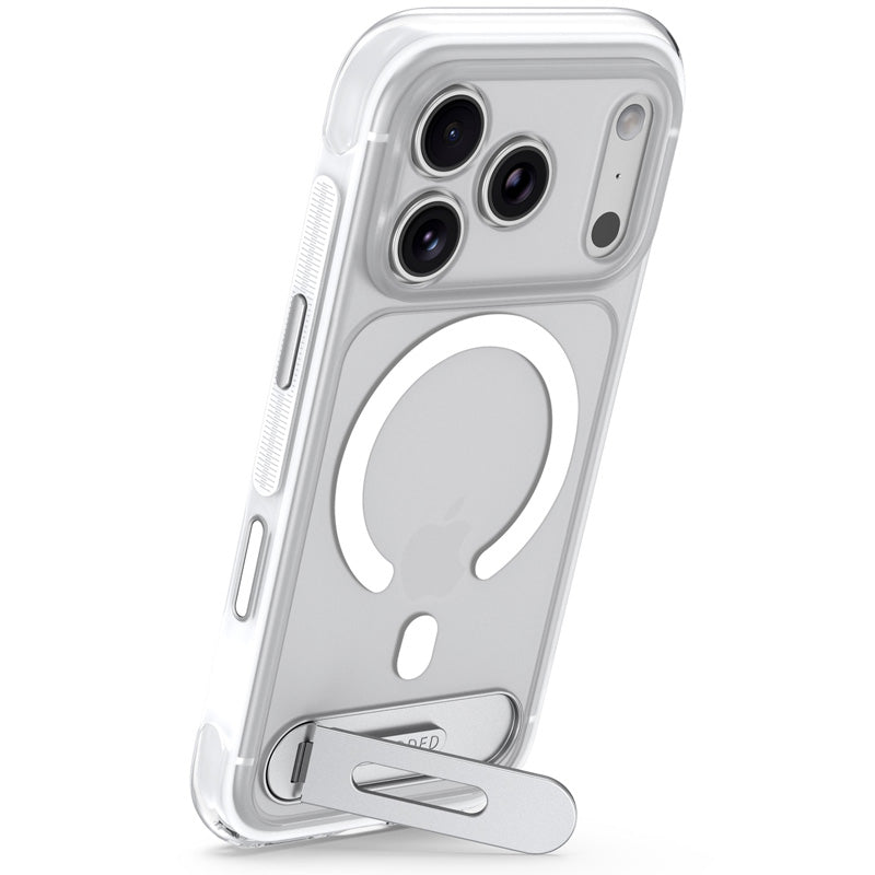 DECODED Coque Hybrid Stand MagSafe iPhone 18 Pro / iPhone 17 Pro, Blanc givré
