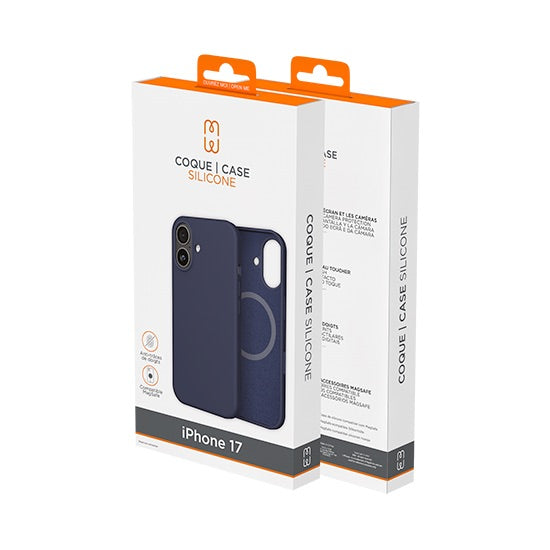 MW Coque Silicone MagSafe bleue pour iPhone 17 (réf. MW-500180) - détail du silicone bleu