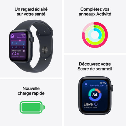 Apple Watch SE 3 GPS Boîtier Aluminium avec Bracelet Sport Lumière stellaire - MEH34AF/A - 40mm - Lumière stellaire - S/M