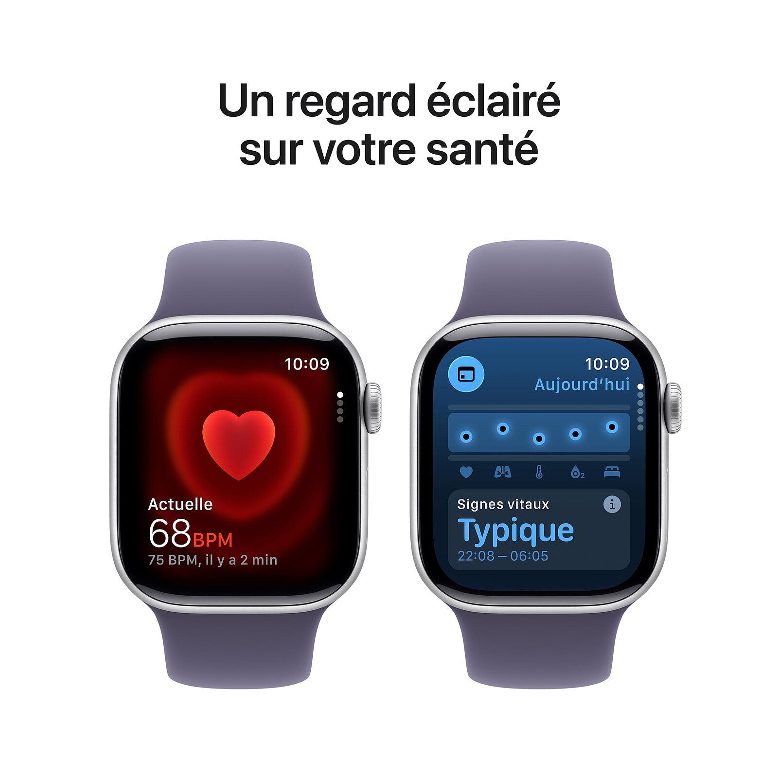 Apple Watch Series 11 GPS Boîtier Aluminium avec Bracelet Sport Brume violet - MEU64AF/A - 42 mm - Argent - S/M