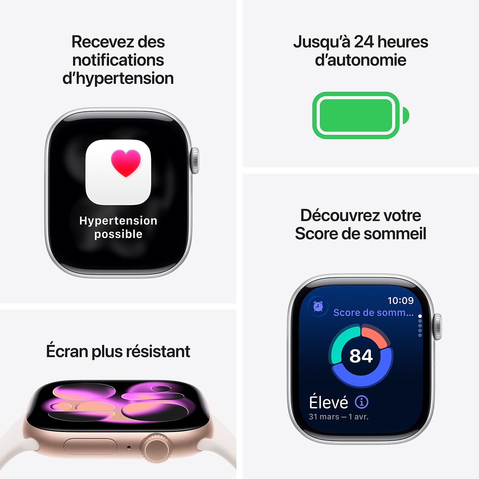 Apple Watch Series 11 GPS Boîtier Aluminium avec Bracelet Sport Brume violet - MEU64AF/A - 42 mm - Argent - S/M