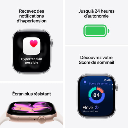Apple Watch Series 11 GPS Boîtier Aluminium avec Bracelet Sport Brume violet - MEU64AF/A - 42 mm - Argent - S/M
