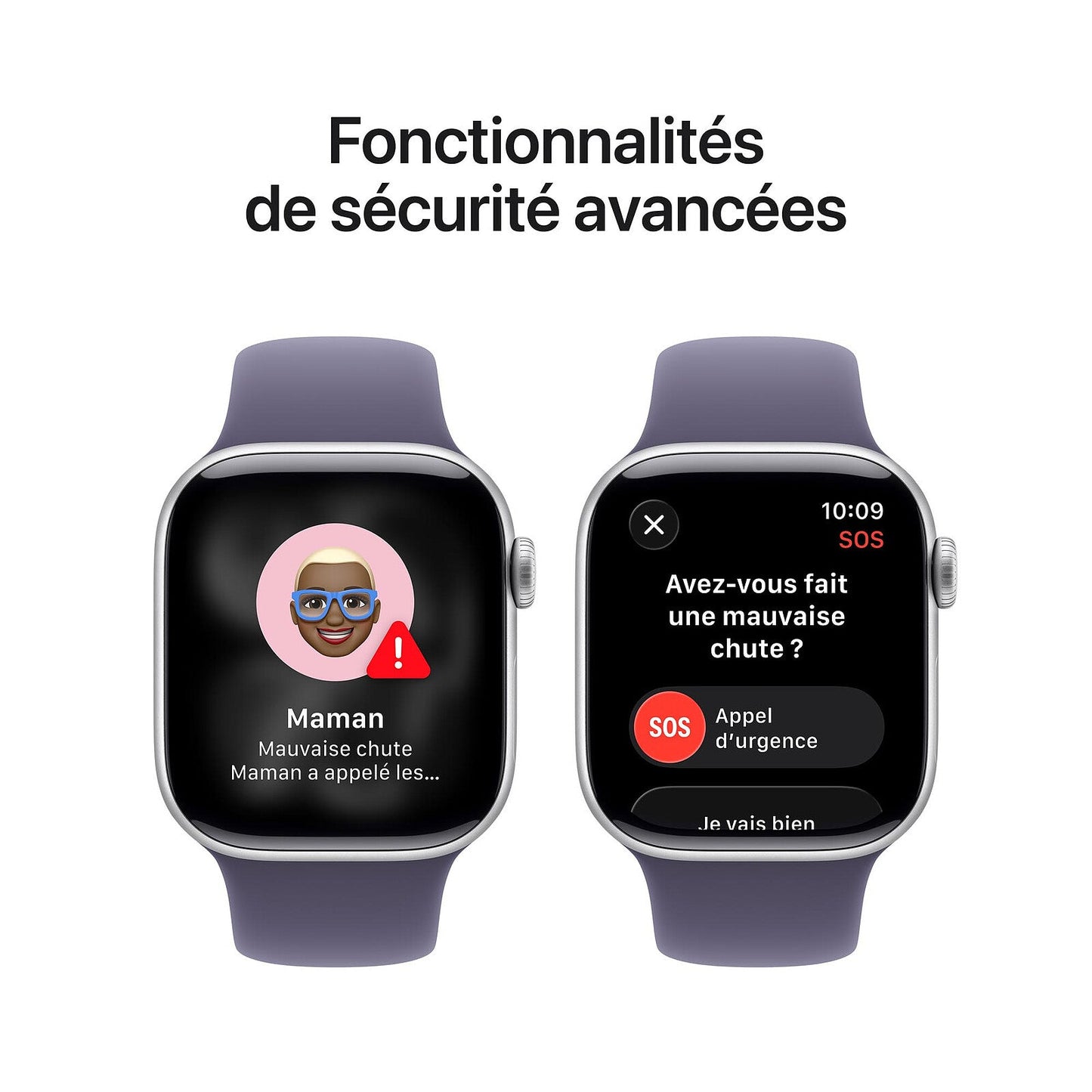 Apple Watch Series 11 GPS Boîtier Aluminium avec Bracelet Sport Brume violet - MEU64AF/A - 42 mm - Argent - S/M