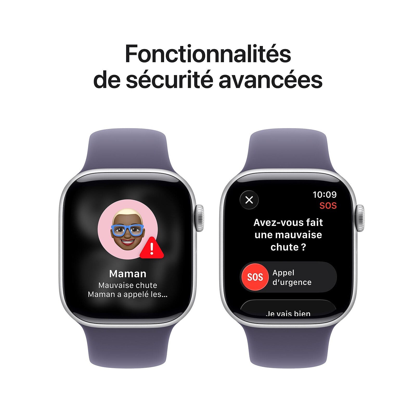 Apple Watch Series 11 GPS Boîtier Aluminium avec Bracelet Sport Brume violet - MEU64AF/A - 42 mm - Argent - S/M