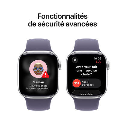 Apple Watch Series 11 GPS Boîtier Aluminium avec Bracelet Sport Brume violet - MEU64AF/A - 42 mm - Argent - S/M