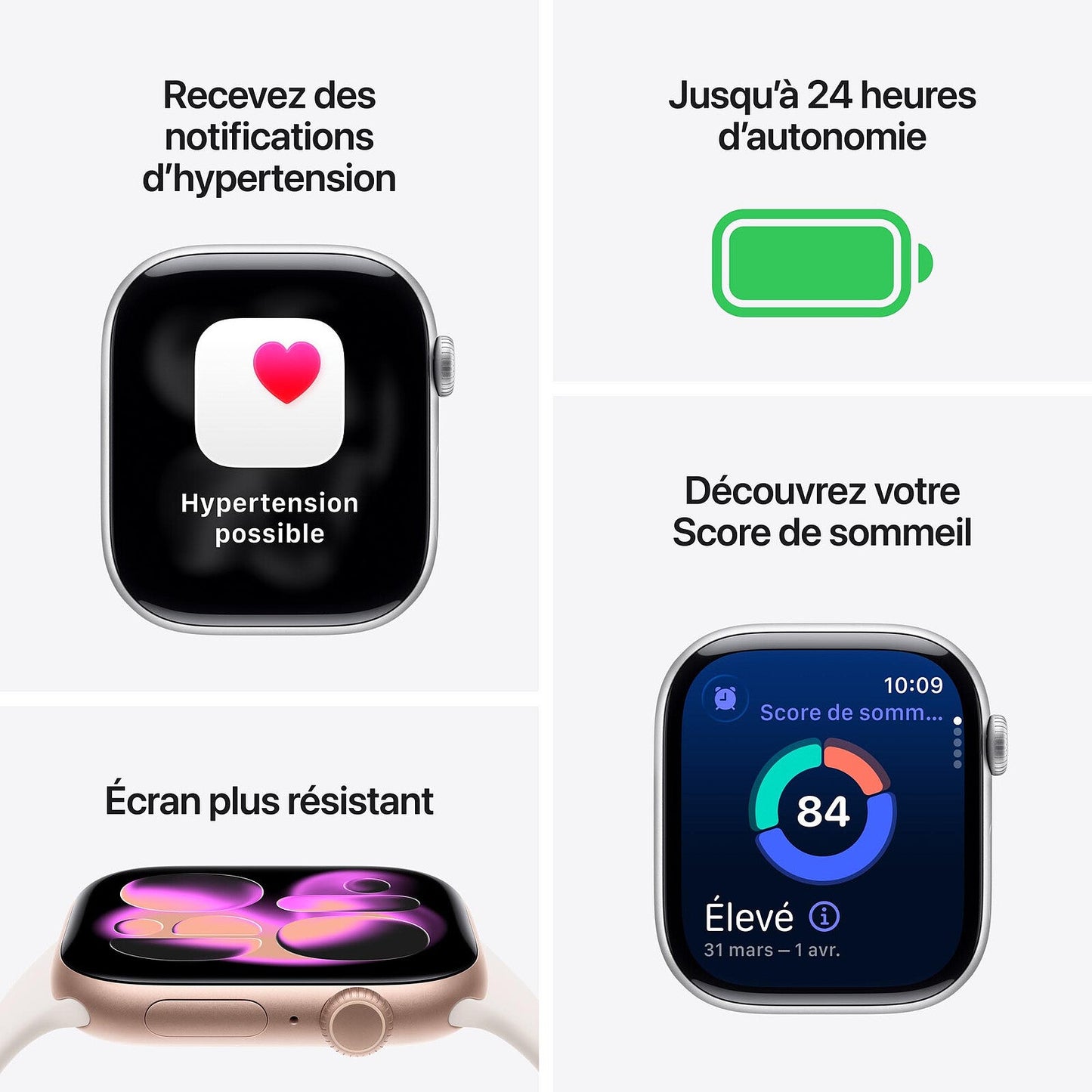 Apple Watch Series 11 GPS Boîtier Aluminium avec Bracelet Sport Noir - MEQW4AF/A - 42 mm - Gris sidéral - S/M