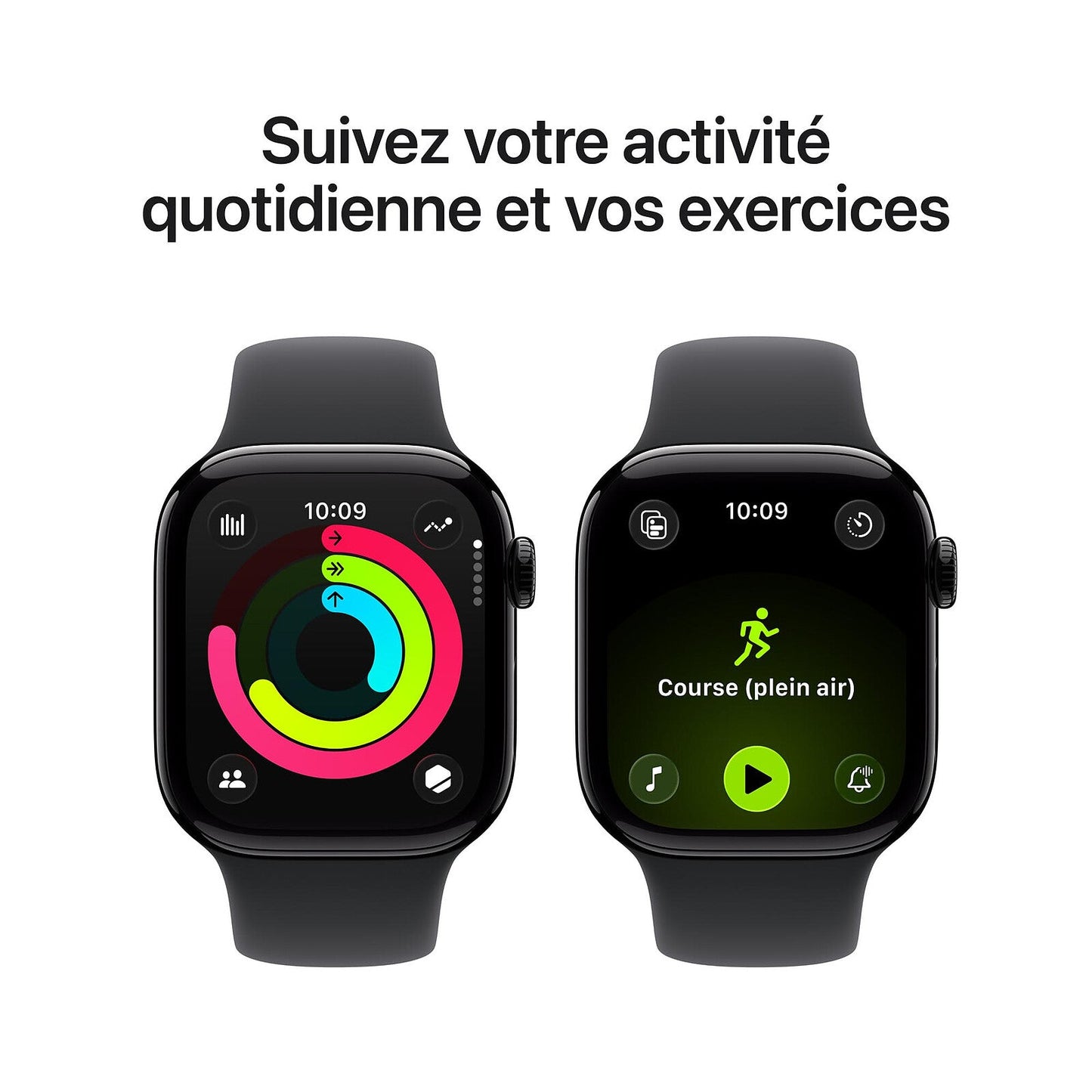 Apple Watch Series 11 GPS Boîtier Aluminium avec Bracelet Sport Noir - MEQW4AF/A - 42 mm - Gris sidéral - S/M