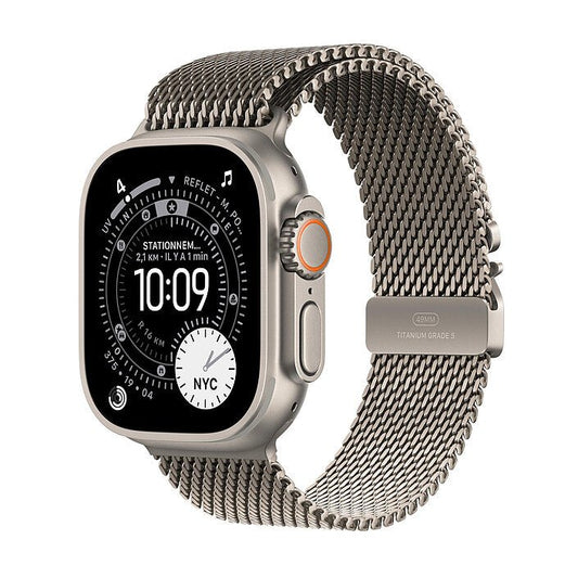 Apple Watch Ultra 3 GPS + Cellular – Bracelet Milanais en titane - MEWW4AF/A - Titane naturel - Titane naturel - Small