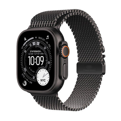 Apple Watch Ultra 3 GPS + Cellular – Bracelet Milanais en titane - MF1N4AF/A - Titane noir - Titane noir - Small