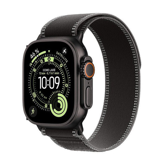 Apple Watch Ultra 3 GPS + Cellular – Bracelet Trail Loop - MF1D4AF/A - Titane noir - Noir / Anthracite - S/M