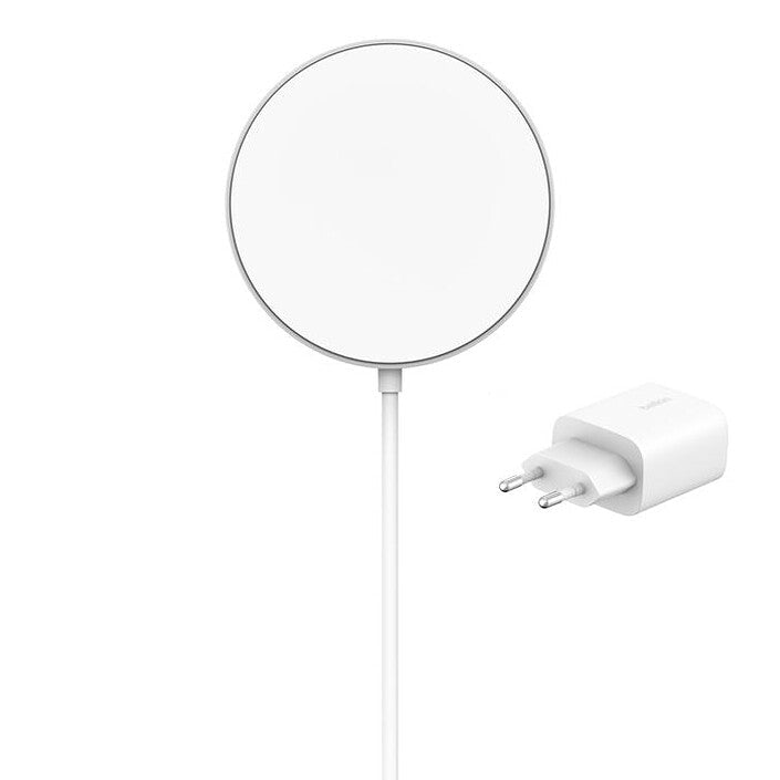 Belkin BoostCharge Pro Socle de recharge aimanté Qi2 avec Chargeur Secteur (Blanc) - WIA011KQWH - 