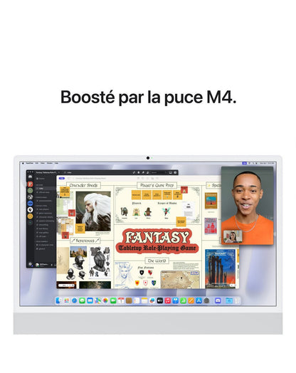 iMac 24" - Puce Apple M4 avec CPU 10 cœurs GPU 10 cœurs - MCR24FN/A - Argent - SSD de 512 Go - 24 Go