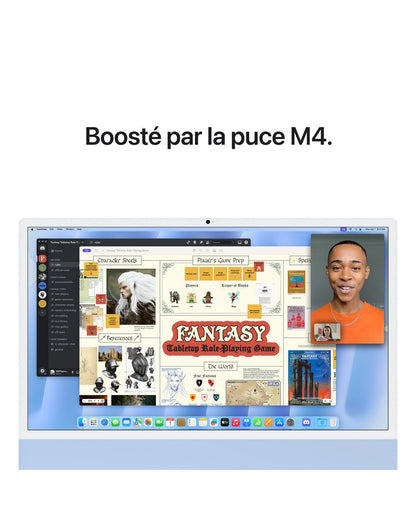 iMac 24" - Puce Apple M4 avec CPU 10 cœurs GPU 10 cœurs - MD2T4FN/A - Bleu - SSD de 512 Go - 24 Go