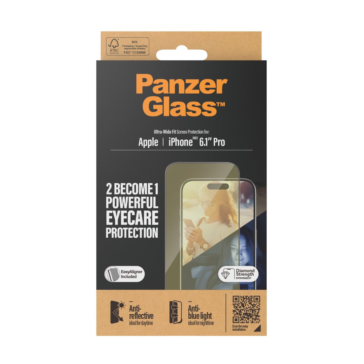 PanzerGlass - Protection d'écran Ultra - Wide fit Anti - reflet & lumière bleue - A - IPH - UDD24 - 115 - iPhone 15 Pro - 