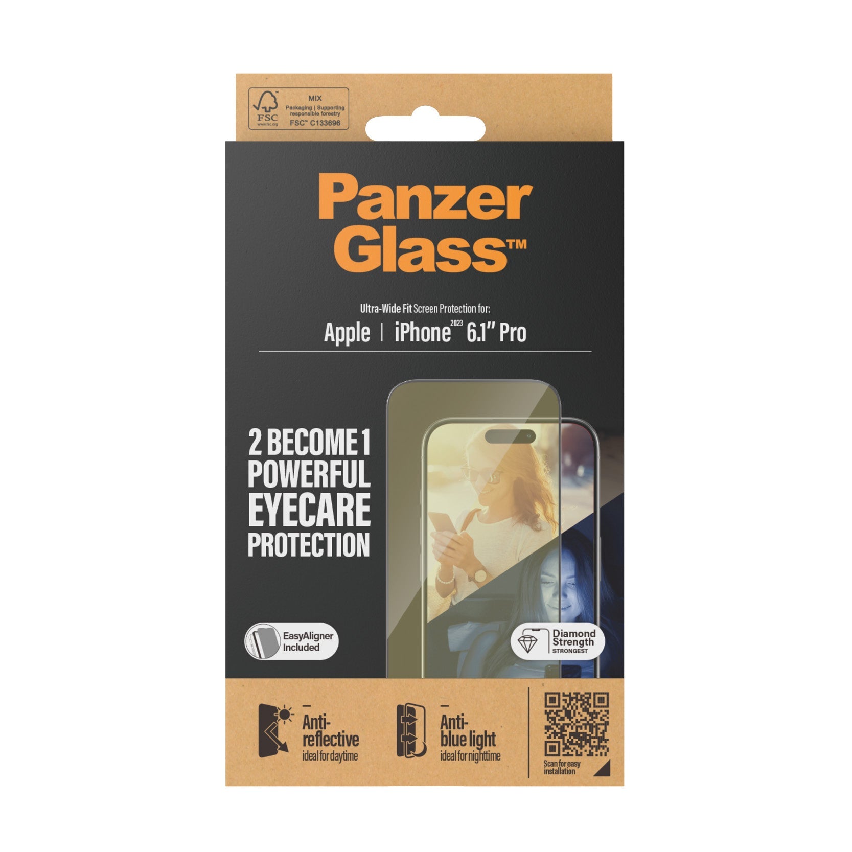 PanzerGlass - Protection d'écran Ultra - Wide fit Anti - reflet & lumière bleue - A - IPH - UDD24 - 115 - iPhone 15 Pro - 