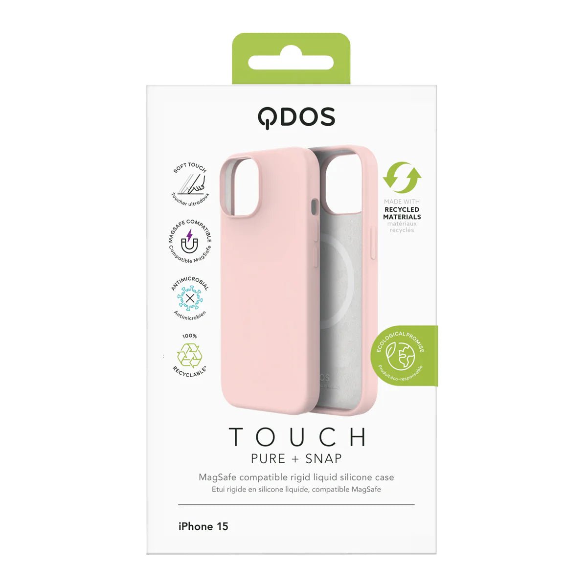 QDOS TOUCH PURE avec SNAP (Magsafe) pour iPhone - A - IPH - UDQ15 - 199 - Noir - iPhone 15 - 