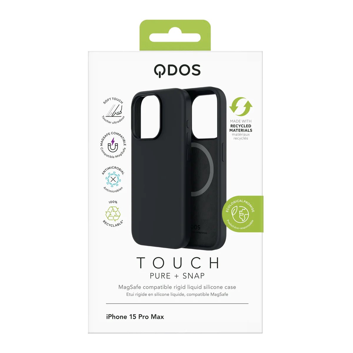 QDOS TOUCH PURE avec SNAP (Magsafe) pour iPhone - A - IPH - UDQ15 - 207 - Bleu Marine - iPhone 15 Pro - 