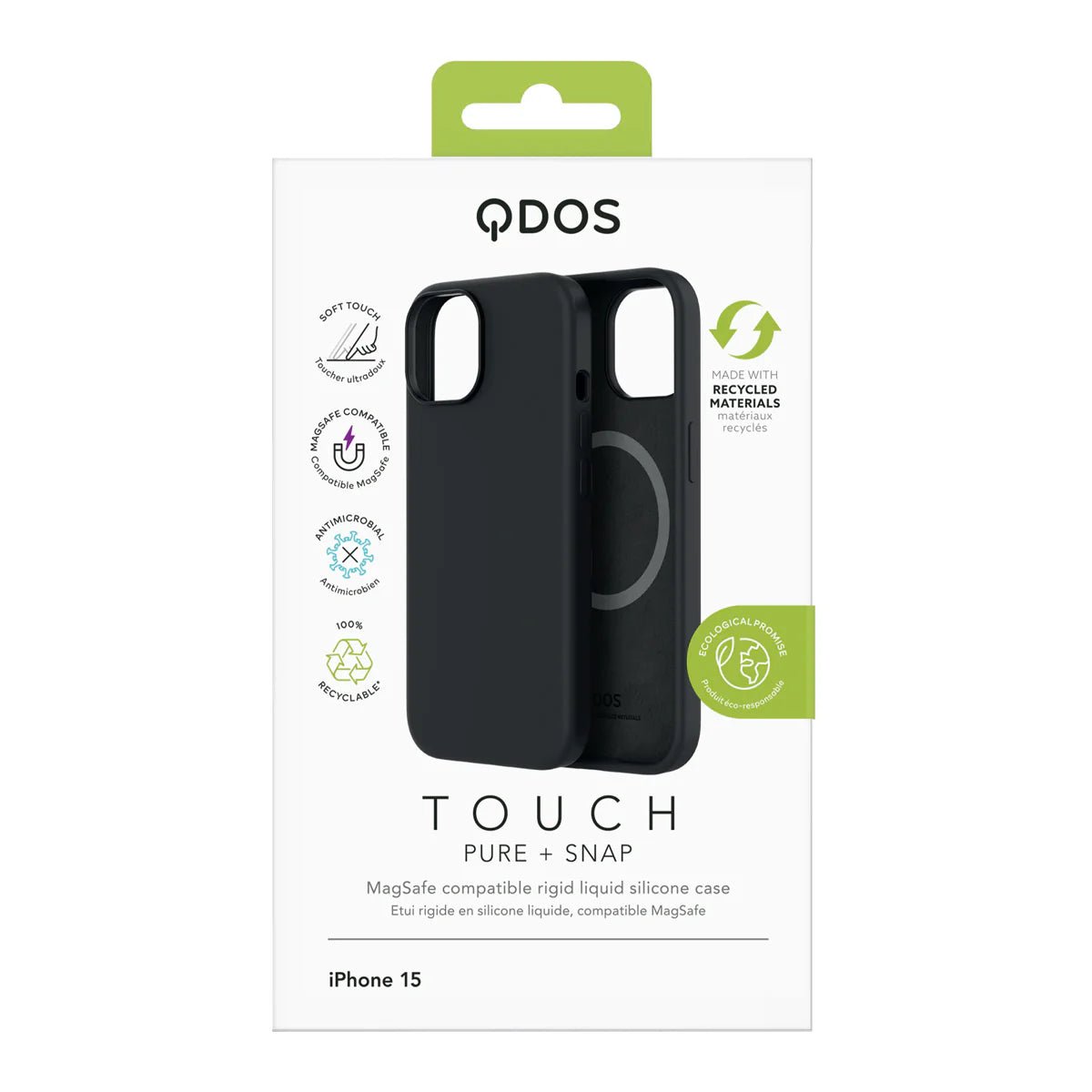 QDOS TOUCH PURE avec SNAP (Magsafe) pour iPhone - A - IPH - UDQ15 - 207 - Bleu Marine - iPhone 15 Pro - 