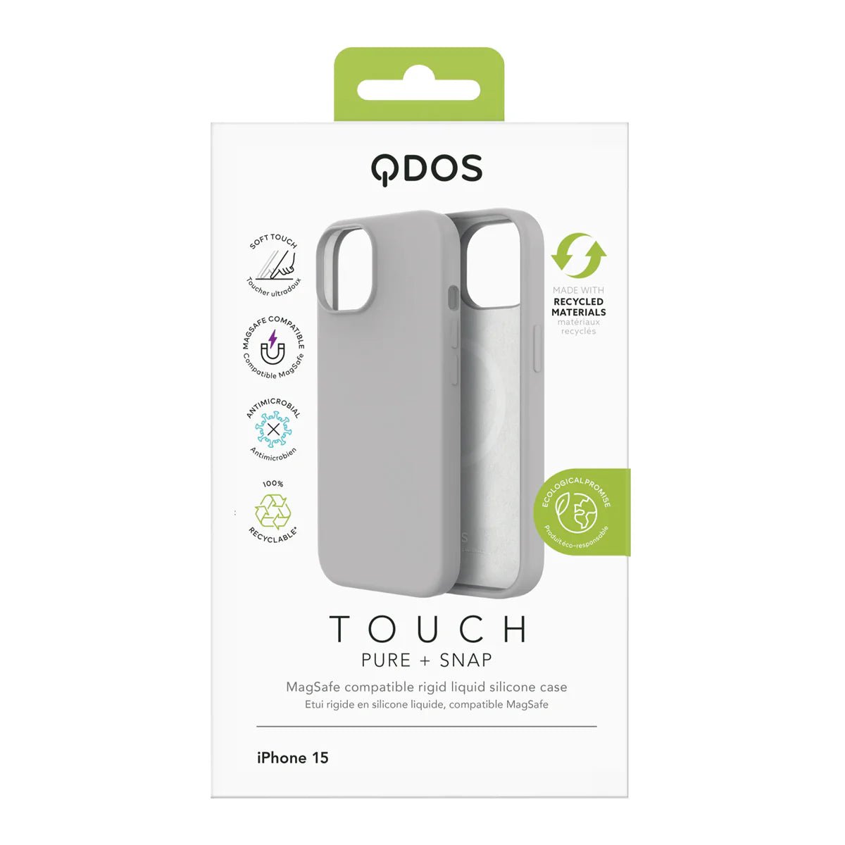 QDOS TOUCH PURE avec SNAP (Magsafe) pour iPhone - A - IPH - UDQ15 - 204 - Vert - iPhone 15 - 