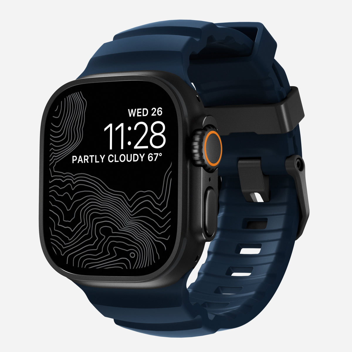 Nomad Rocky Point bracelet Apple Watch 45/46/49 mm Atlantic titane noir