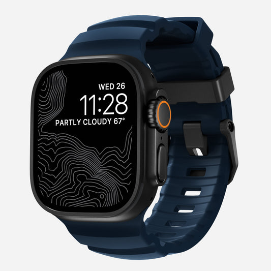 Nomad Rocky Point bracelet Apple Watch 45/46/49 mm Atlantic titane noir