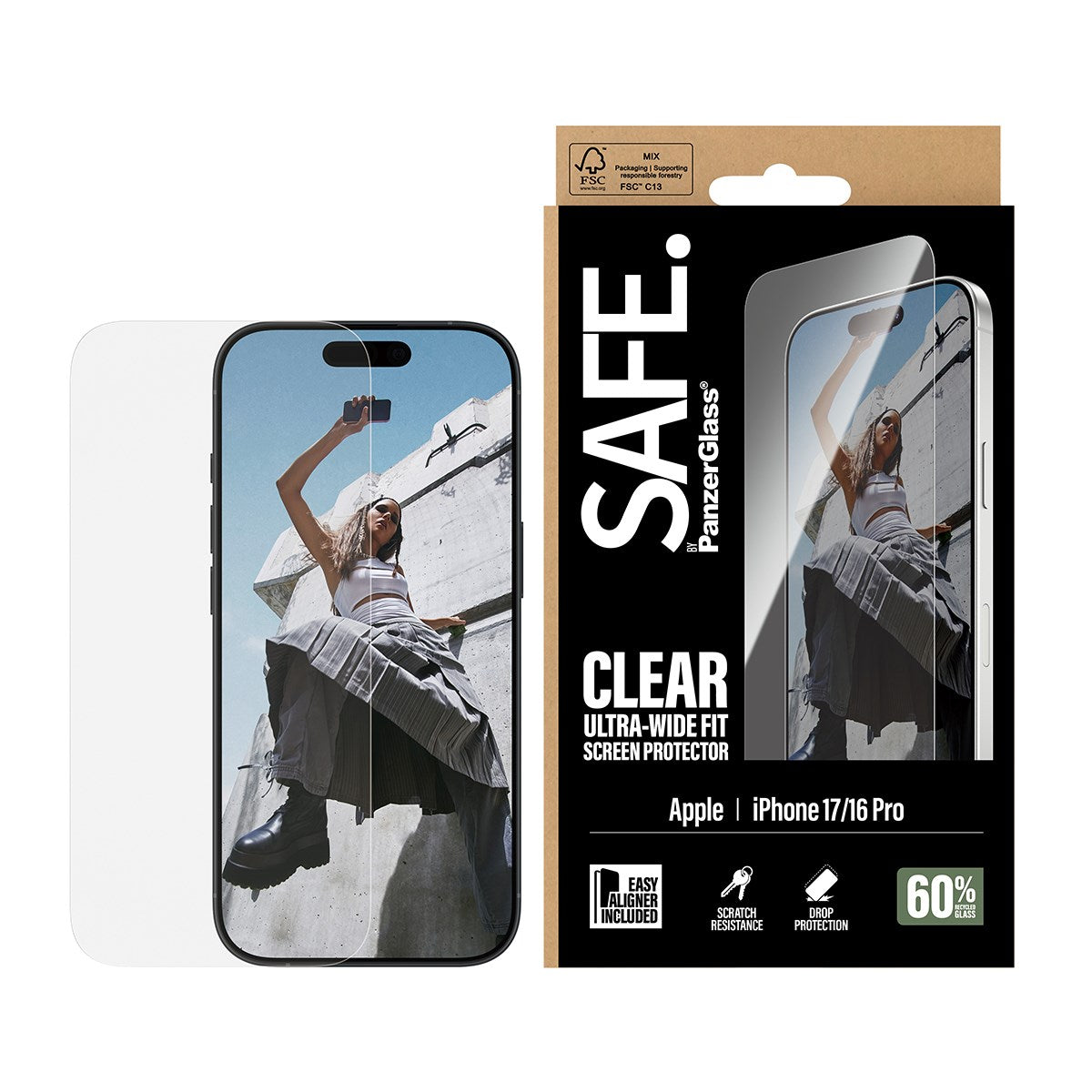 SAFE by PanzerGlass Screen Protector iPhone 17 / iPhone 16 Pro - vue 2