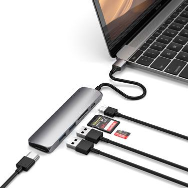 SATECHI Adaptateur SLIM Multiport USB - C HDMI 4K 5 - en - 1 (Gris sidéral) - A - UNI - UDT17 - 102 - 