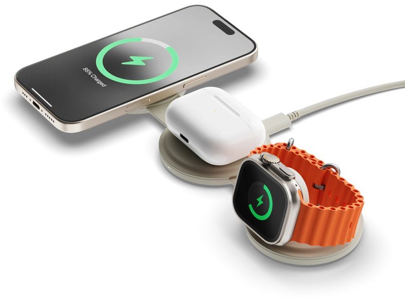 SATECHI - Chargeur sans fil OnTheGo 3 - en - 1 Sand - A-IPH-UDT17-59 - 