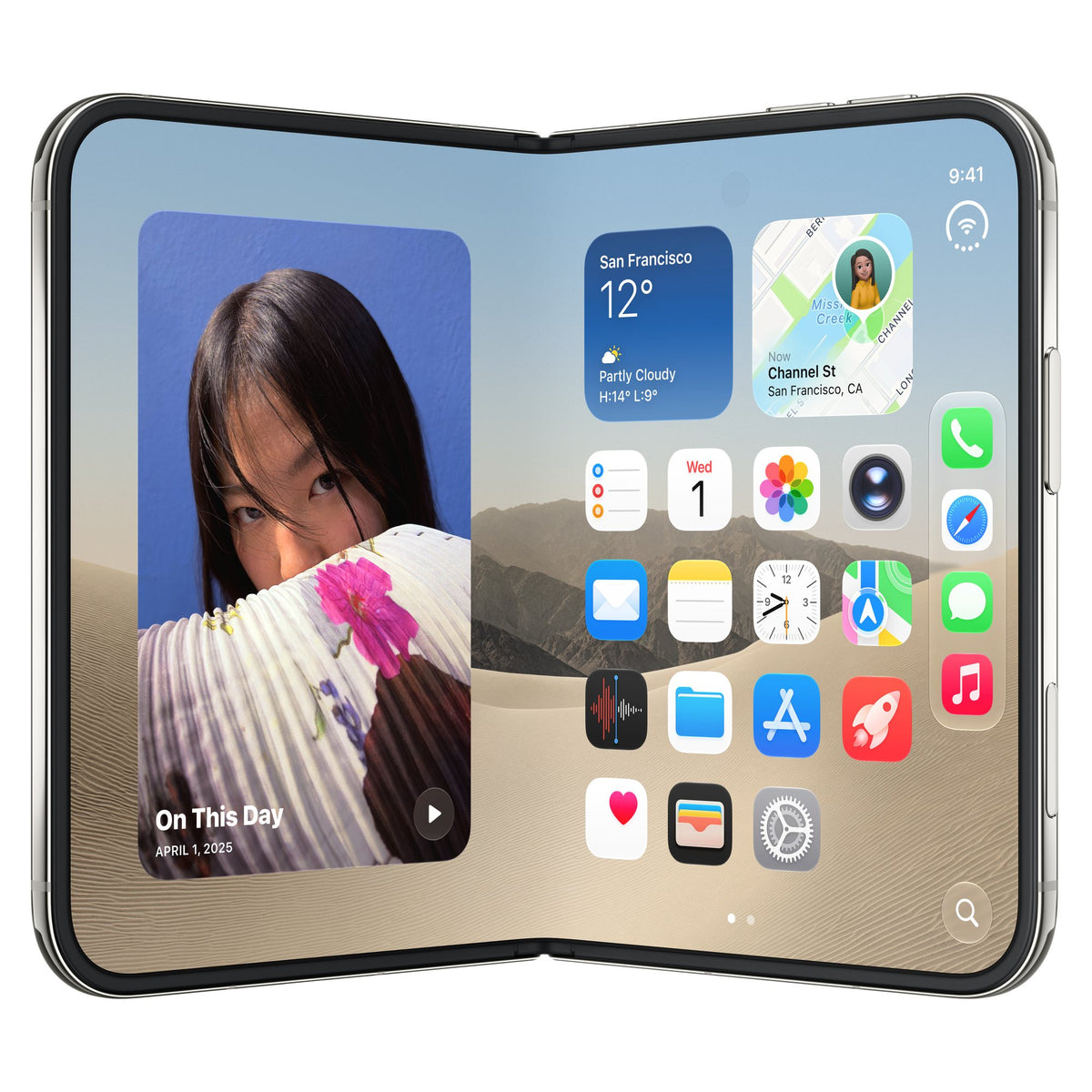 iPhone Duo Blanc stellaire ouvert, vue de face